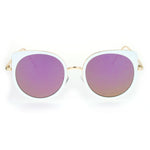 SA106 Flat Color Mirrored Round Cat Eye Womens Retro Sunglasses