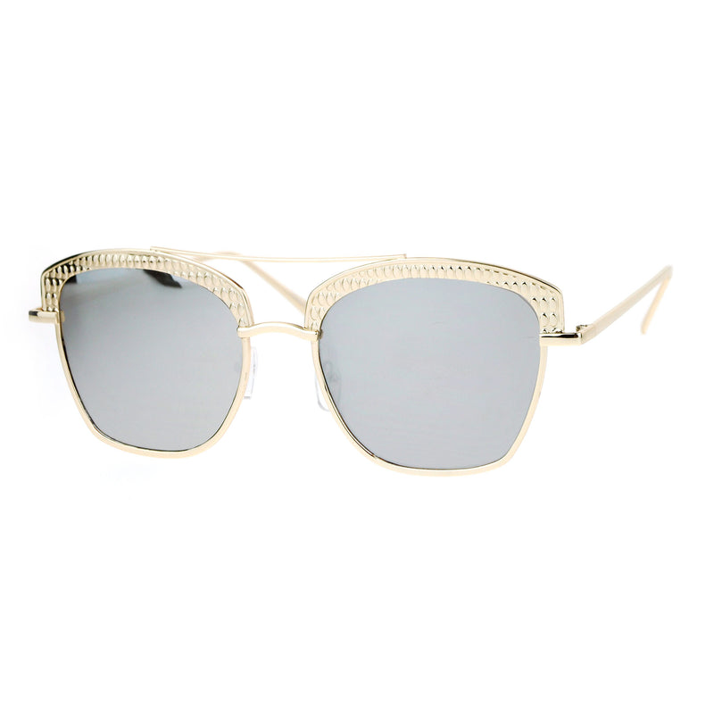 SA106 Womens Color Mirrored Lens Half Rim Butterfly Diva Sunglasses