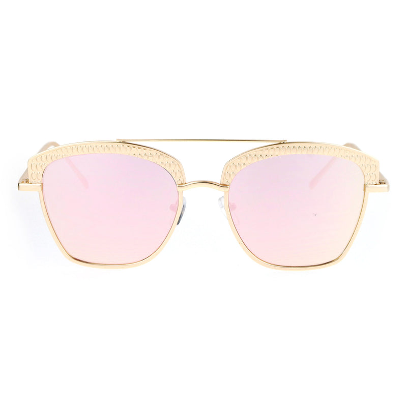 SA106 Womens Color Mirrored Lens Half Rim Butterfly Diva Sunglasses