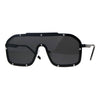 80s Retro Robotic Shield Oversize Metal Rim Gradient Sunglasses