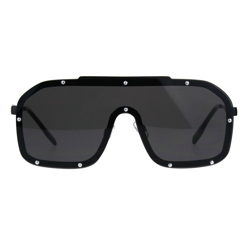 80s Retro Robotic Shield Oversize Metal Rim Gradient Sunglasses