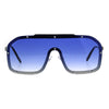 80s Retro Robotic Shield Oversize Metal Rim Gradient Sunglasses