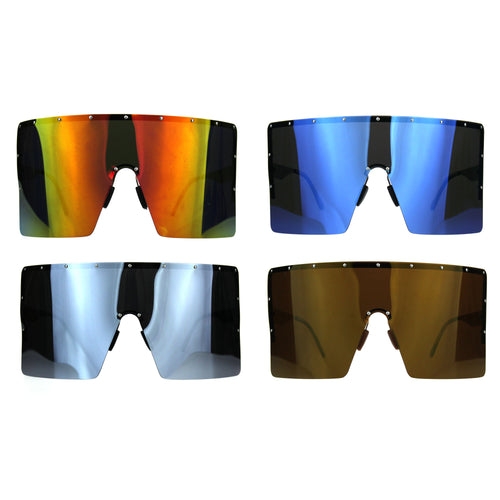 Extra Large Face Mask Color Mirror Futuristic Sunglasses