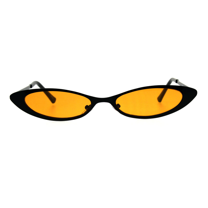 Womens Narrow Cat Eye Metal Rim Gothic Pimp Color Lens Sunglasses