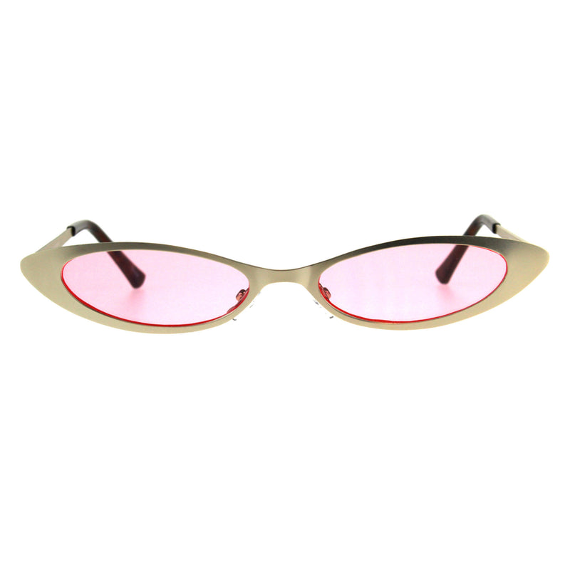 Womens Narrow Cat Eye Metal Rim Gothic Pimp Color Lens Sunglasses