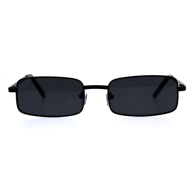 Mens Retro Vintage Narrow Rectangular Pimp Metal Sunglasses