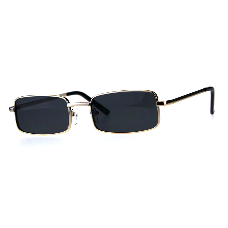 Mens Retro Vintage Narrow Rectangular Pimp Metal Sunglasses