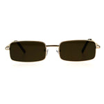 Mens Retro Vintage Narrow Rectangular Pimp Metal Sunglasses