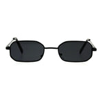 Mens Narrow Metal Rim Rectangular Hippie Pimp Sunglasses