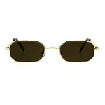 Mens Narrow Metal Rim Rectangular Hippie Pimp Sunglasses