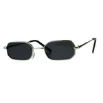 Mens Narrow Metal Rim Rectangular Hippie Pimp Sunglasses