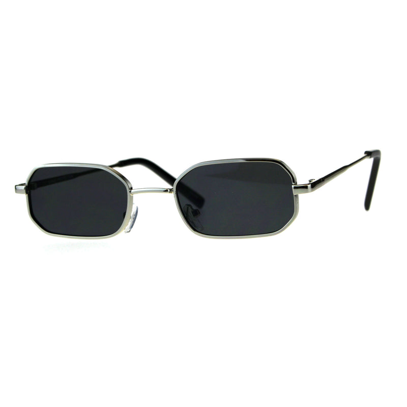 Mens Narrow Metal Rim Rectangular Hippie Pimp Sunglasses