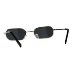 Mens Narrow Metal Rim Rectangular Hippie Pimp Sunglasses