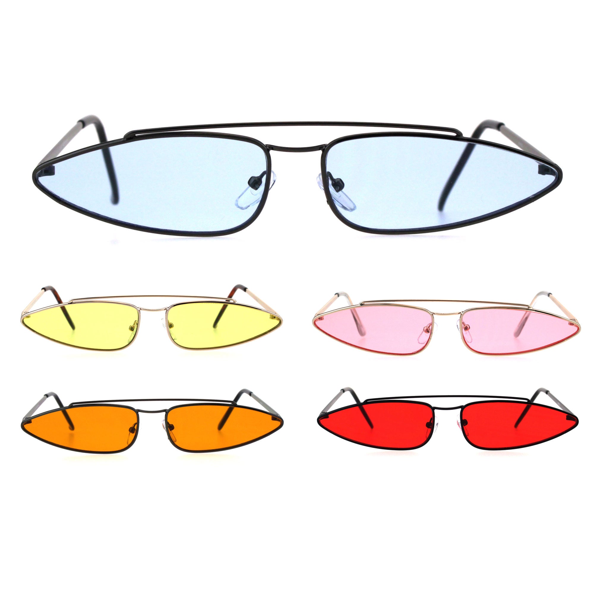 Triangle Wing Edge Rimless Slim Cat-Eye Sunglasses Trendy Sunglasses Vintage Sunglasses Retro Punk, Women's, Size: One size, Black
