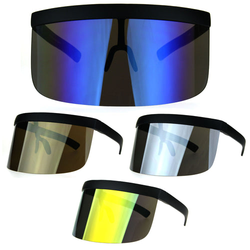 Extra Oversize Visor Style Face Mask Color Mirror Funky Sunglasses