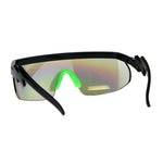 Flat Top Crooked Bolt Arm Goggle Style Color Mirror Shield 80s Sunglasses