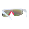 Flat Top Crooked Bolt Arm Goggle Style Color Mirror Shield 80s Sunglasses