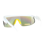 Flat Top Crooked Bolt Arm Goggle Style Color Mirror Shield 80s Sunglasses