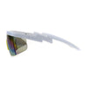 Flat Top Crooked Bolt Arm Goggle Style Color Mirror Shield 80s Sunglasses