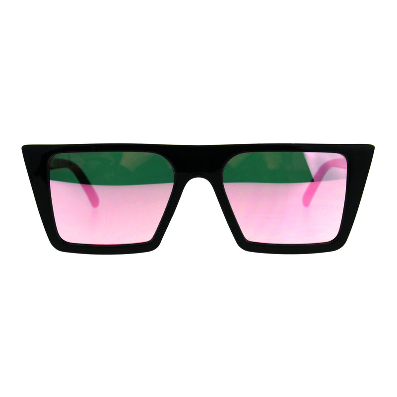 Womens Color Mirror Squared Flat Top Goth Cat Eye Sunglasses