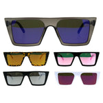 Womens Color Mirror Squared Flat Top Goth Cat Eye Sunglasses