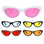 Womens Pop Color Lens Goth Narrow Cat Eye Plastic Sunglasses