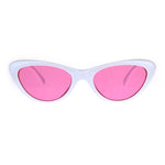 Womens Pop Color Lens Goth Narrow Cat Eye Plastic Sunglasses