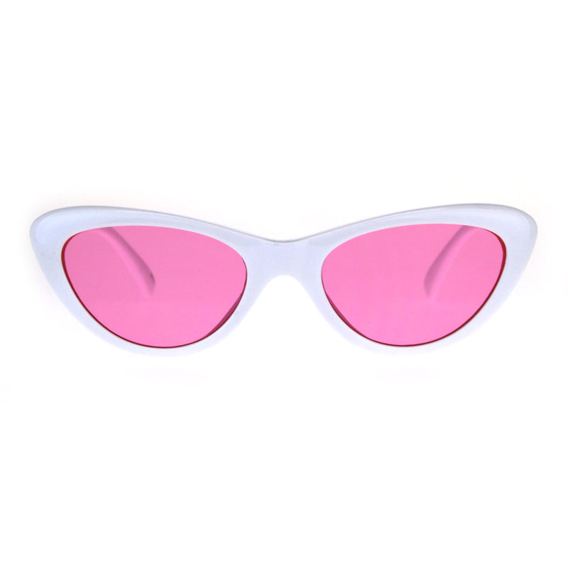 Womens Pop Color Lens Goth Narrow Cat Eye Plastic Sunglasses