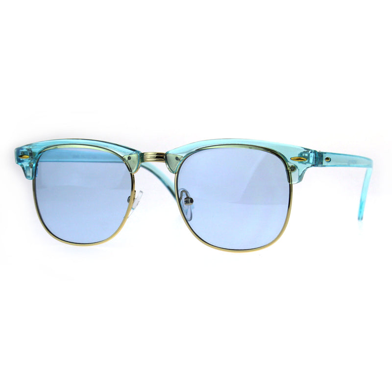 Pop Color Half Horn Rim Hipster 20s Rectangular Sunglasses
