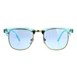 Pop Color Half Horn Rim Hipster 20s Rectangular Sunglasses