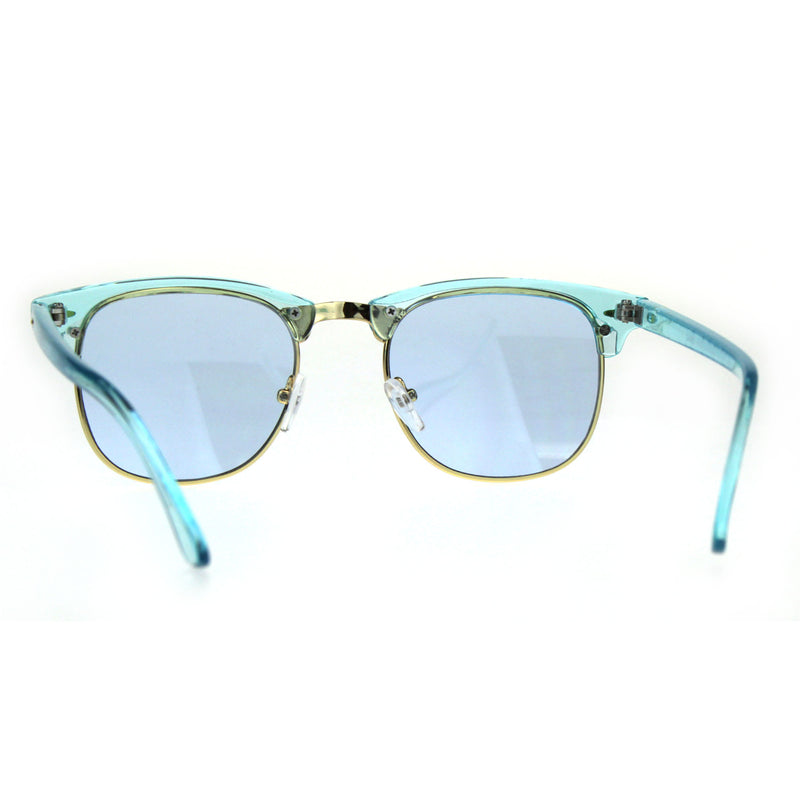 Pop Color Half Horn Rim Hipster 20s Rectangular Sunglasses