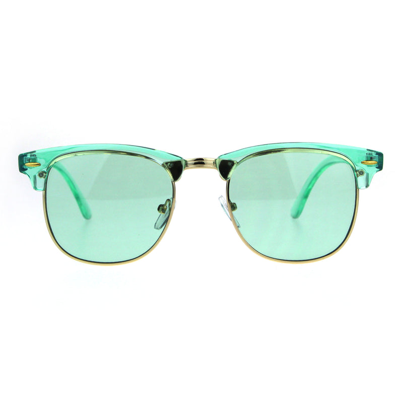 Pop Color Half Horn Rim Hipster 20s Rectangular Sunglasses