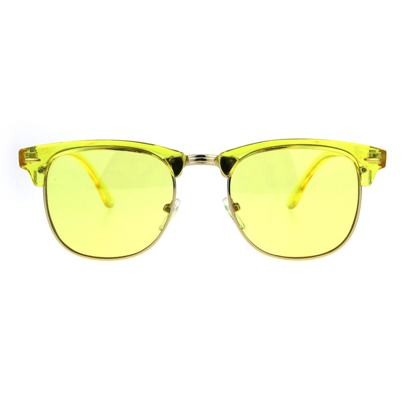 Pop Color Half Horn Rim Hipster 20s Rectangular Sunglasses