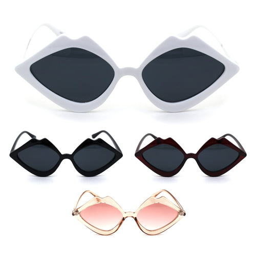 Womens Lip Shape Party Shade Hippie Plastic Sunglasses