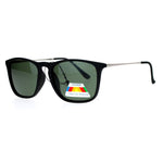SA106 Mens Polarized Lens Classic Minimal Thin Plastic Horn Rim Sunglasses