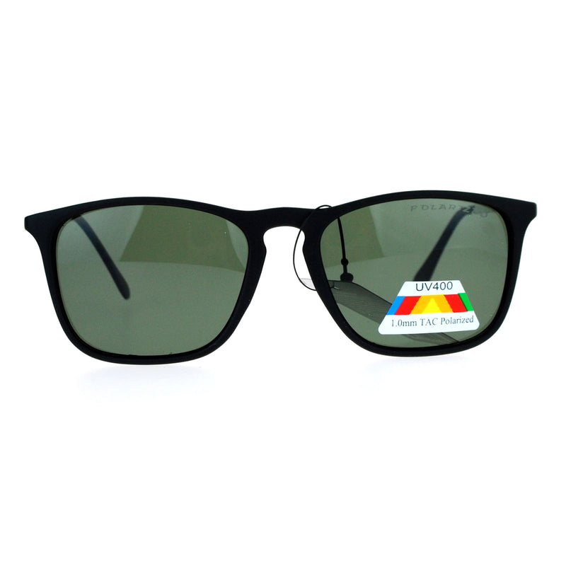 SA106 Mens Polarized Lens Classic Minimal Thin Plastic Horn Rim Sunglasses