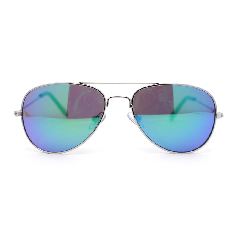 Kids Size Color Mirror Classic Tear Drop Shape Officer Pilots Wire Rim Sunglasses