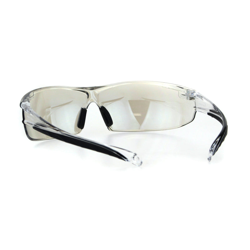 ANSI Z87.1 Warp Around Mens Shatterproof Safety Glasses U6 L3 Mirror Lens Red Rainbow Mirror, Size: One Size