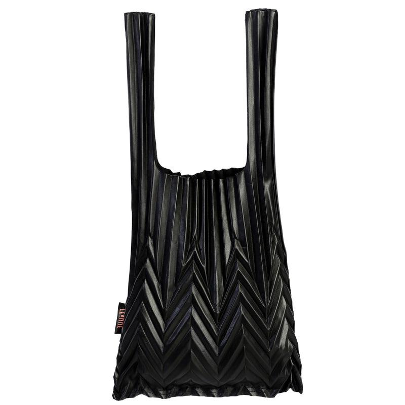 Minimal Deco Pleated Synth-Leather Market Tote Hand Bag